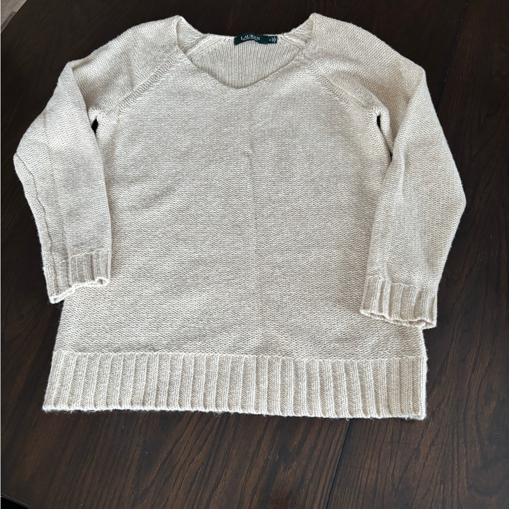 Ralph Lauren Women's Beige V-Neck Sweater